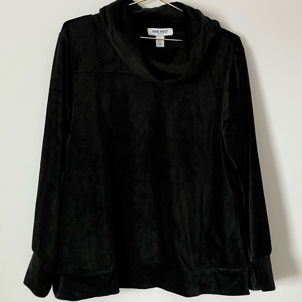 Nine Vest Velour Soft Cowl Neck Top Womens Size Medium